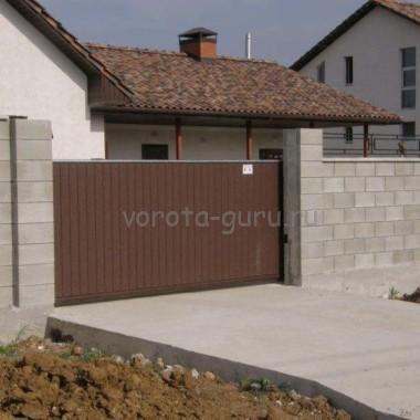 Откатные ворота из профнастила и калитка в Вилино 04